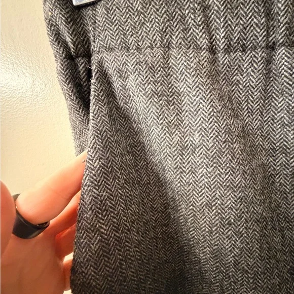 Zara Gray Herringbone Wool Blend Pull On Pants M - Picture 4 of 11